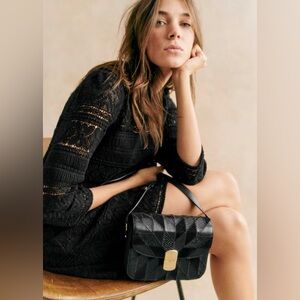 Sezane Leonille Dress Black Lace mini